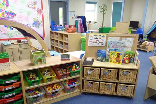 Tavistock Preschool | About us - image of inside the preschool, toys and books